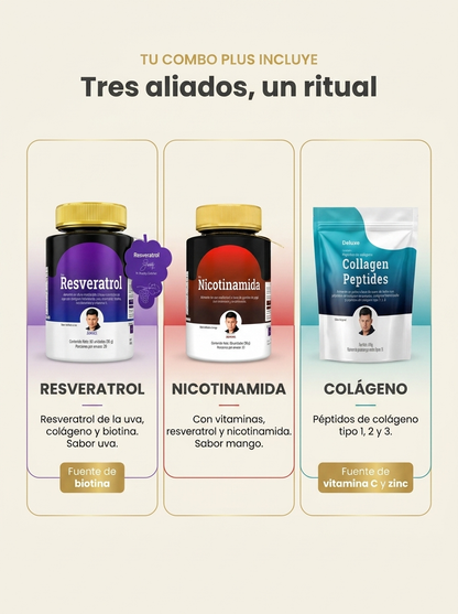 Combo Deluxe: Resveratrol + Nicotinamida + Collagen Peptides